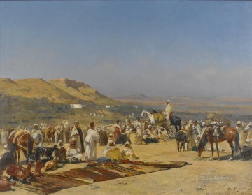 砂漠の市場 ヴィクトル・ユゲ オリエンタリスト Oil Paintings